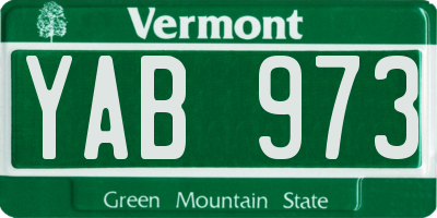 VT license plate YAB973