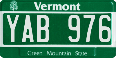 VT license plate YAB976