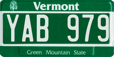 VT license plate YAB979