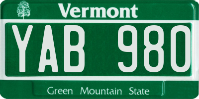 VT license plate YAB980