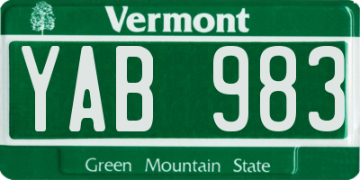 VT license plate YAB983