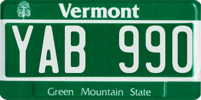 VT license plate YAB990