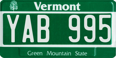 VT license plate YAB995
