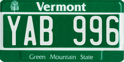VT license plate YAB996