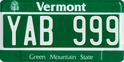 VT license plate YAB999