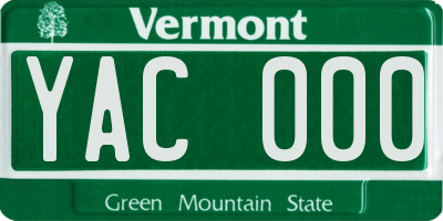 VT license plate YAC000