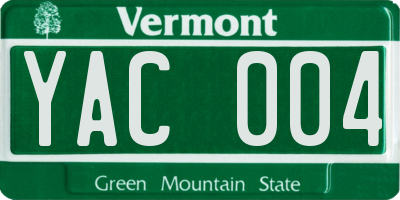 VT license plate YAC004