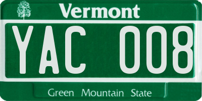 VT license plate YAC008