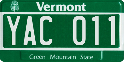 VT license plate YAC011