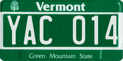 VT license plate YAC014