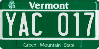 VT license plate YAC017