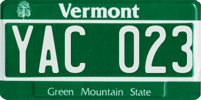 VT license plate YAC023