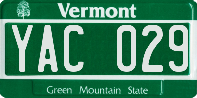 VT license plate YAC029