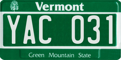 VT license plate YAC031