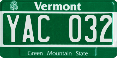 VT license plate YAC032