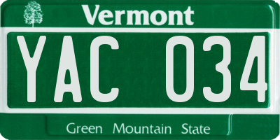 VT license plate YAC034