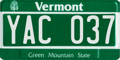 VT license plate YAC037