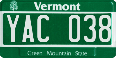 VT license plate YAC038