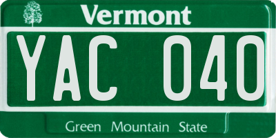 VT license plate YAC040