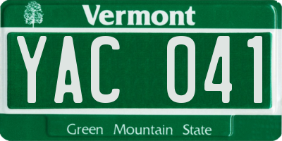 VT license plate YAC041