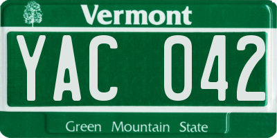 VT license plate YAC042