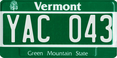 VT license plate YAC043