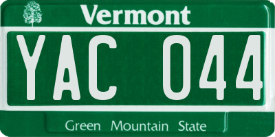 VT license plate YAC044