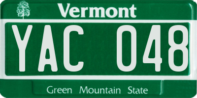 VT license plate YAC048