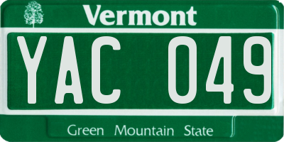 VT license plate YAC049