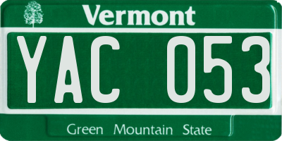 VT license plate YAC053