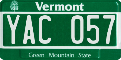 VT license plate YAC057