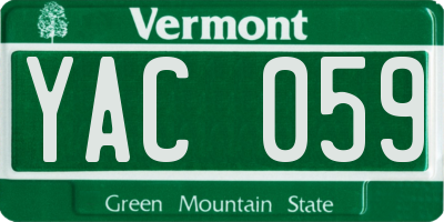 VT license plate YAC059
