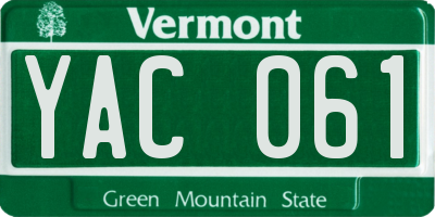 VT license plate YAC061