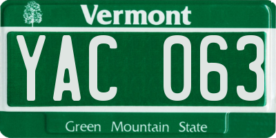 VT license plate YAC063