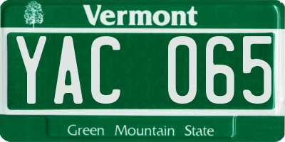 VT license plate YAC065
