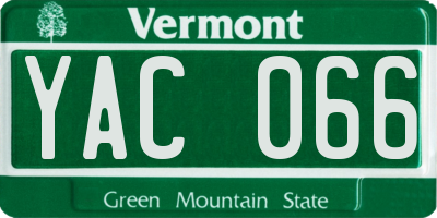 VT license plate YAC066
