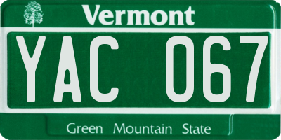 VT license plate YAC067