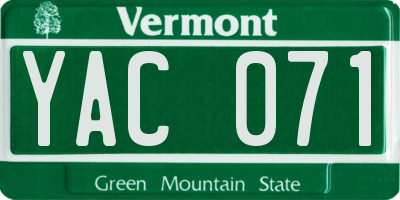 VT license plate YAC071