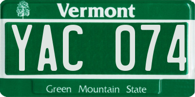 VT license plate YAC074