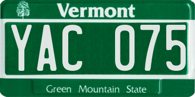 VT license plate YAC075