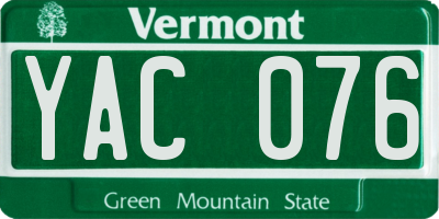 VT license plate YAC076