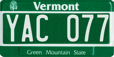 VT license plate YAC077