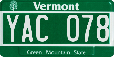 VT license plate YAC078