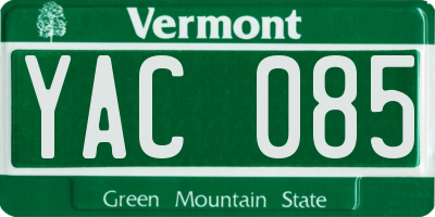 VT license plate YAC085