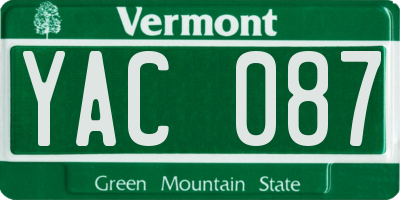 VT license plate YAC087