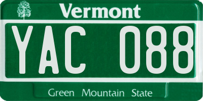 VT license plate YAC088