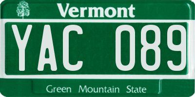 VT license plate YAC089