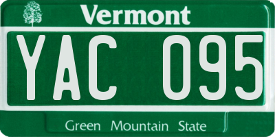 VT license plate YAC095