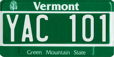VT license plate YAC101