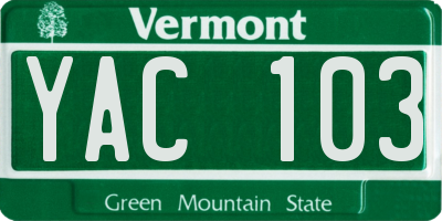 VT license plate YAC103